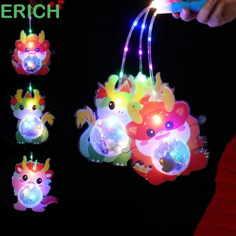 Đèn lồng hoạt hình năm rồng ERICH, Đèn lồng hình rồng hoạt hình bằng nhựa, Đèn lồng lễ hội điện tử tương tác phong cách Trung Quốc vui nhộn Trung thu