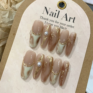 Lông Thô Đùi  Handmade Mặc Móng Tay Thu Đông Mặc Móng Tay Miếng Dán Móng Tay Trắng Làm Đẹp Bán Buôn