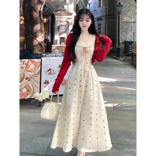 Mùa Xuân Mùa Hè Phong Cách Mới Retro Nguyên Chất Desire Phong Cách Suspender Váy Hoa Nữ Chống Nắng Cardigan Nhỏ Tươi Phù Hợp Với