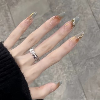 Nile Hand-Worn Nail Beauty Piece Astringent Amber Gilding Misty Forest Dài / Ngắn