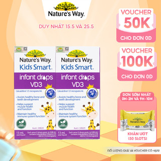 Combo 2 Siro Uống Kids Smart Infant Drops VD3 NATURE'S WAY Bổ Sung Vitamin D3 Hỗ Trợ Xương, Răng Chắc Khỏe 13ml/hộp