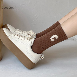 Guouqna 1 Đôi Tất Ấm Áp Mùa Đông Cotton Vớ Màu Trơn Chữ Tất Vớ Nữ Hàng Dệt Kim Mùa Đông Tất BASL