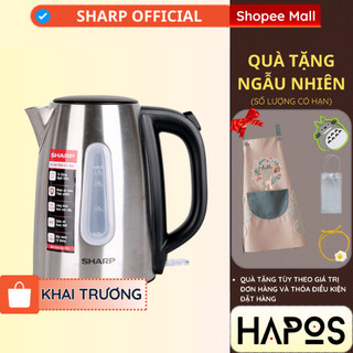 Bình đun siêu tốc cao cấp sharp 1.7l chính hãng, công suất cao 2200w-3000w đun sôi nhanh ekj-17evsd-wd - hapos