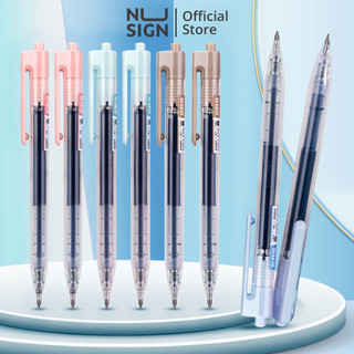  Bút bi nước X2 lượng mực ngòi 0.5mm Deli - Bút gel đen bấm thiết kế liền ngòi mực đều viết êm