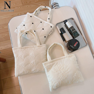 Nallcheer Túi đựng chăn thêu lông vũ màu trắng phong cách Chanel nhỏ
