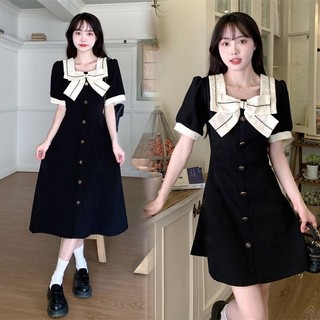 Váy Liền Nơ Bướm Phong Cách Học Đường Kiểu Pháp Váy Ngắn Chữ A Tôn Dáng Gầy Mẫu Hot Trên Mạng Tiên Nữ