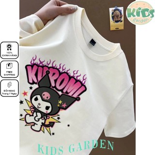 Tinh tế màu đen hồng phù hợp với áo thun trắng hoạt hình giản dị KUROMI