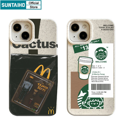 Suntaiho Ốp lưng Iphone Hàn quốc Đẹp Sang Chảnh Ngộ nghĩnh Vỏ Độc Đáo Nhãn Cà Phê Họa Tiết Graffiti Ốp Điện Thoại Silicon Mềm Cao Cấp Chống Sốc Cho Iphone 15 14 12 13 11 Pro Max IP 7 8 Plus Iphon X Xs XR Xs Max Ốp Lưng