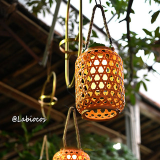 Ngoài trời giả tre năng lượng mặt trời đèn lồng sân vườn đèn trang trí handmade đèn lồng nhỏ đèn lồng sân vườn