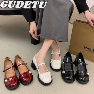 Gudetu❤giày dép nữ, đỏ, retro, mary jane giày dép