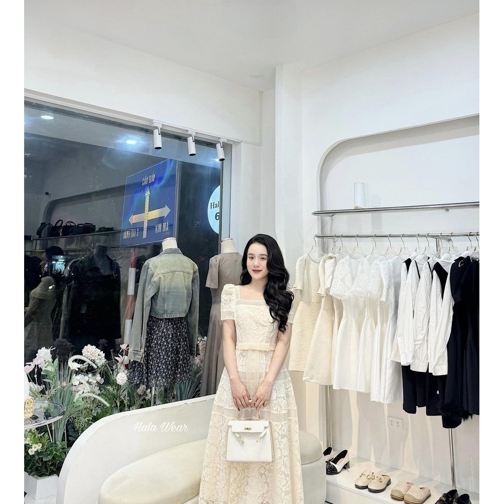 [ảnh thật] Váy ren hoa dáng dài