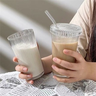 Sippy Cốc Uống Cốc Nước Giải Khát Mùa Hè Cốc Thủy Tinh 375Ml Sữa Cà Phê Cốc Đơn Giản Có Nắp Hút Ống Cốc Nước Cốc Cà Phê Đá Cốc Ăn Sáng Cốc
