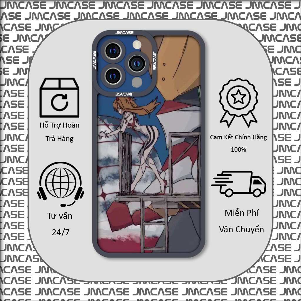 Ốp lưng iPhone Cạnh Vuông Samsung Xiaomi Oppo Soryu Shin Seiki Evangelion Anime Manga Nhật Bản