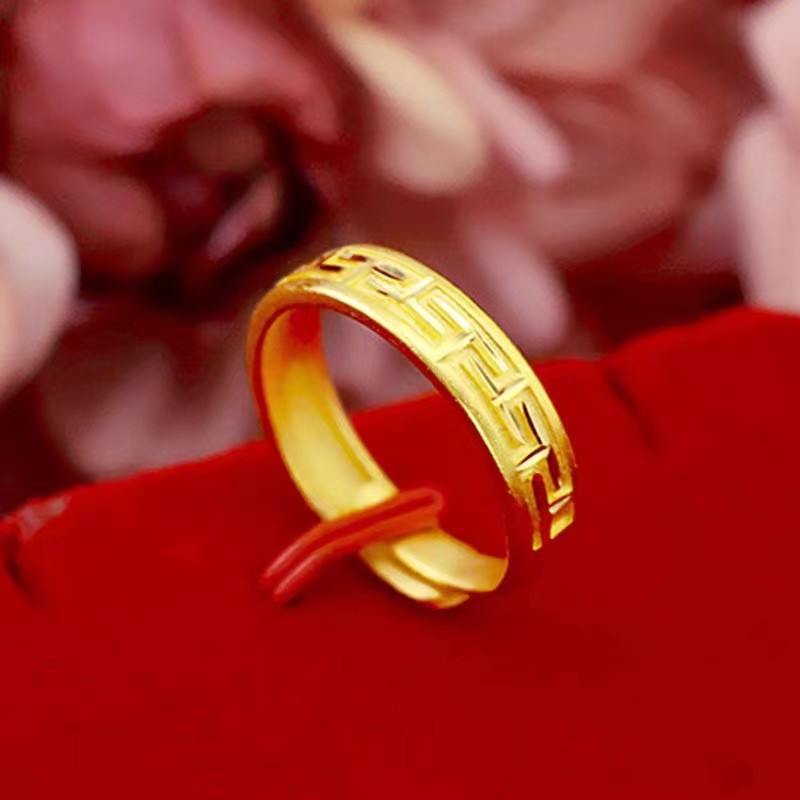 [Ah Xiangge Vàng Trang Sức] Vàng Giả Giả Vàng Vàng 24K Vàng Cát Việt Nam Nhẫn Hoa Văn Tường Lớn Phon