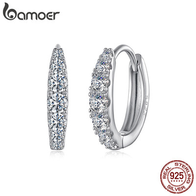 Bamoer 925 Sterling Sliver Hoop Bông Tai Moissanite Trang Sức Quà Tặng Cho Nữ MSE092