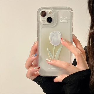Ốp lưng silicon trong suốt space bảo vệ camera flower romantic - hoa trắng - vl004