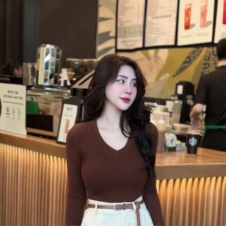 ÁO CỔ TIM TAY DÀI TRƠN BASIC