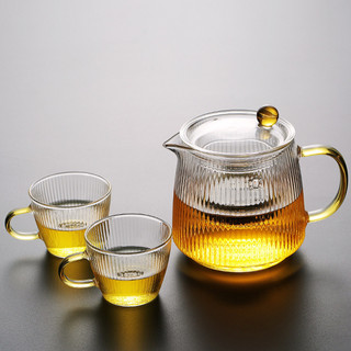 Ấm Thủy Tinh Pha Trà có lõi lọc 700 ml, Tay cầm mầu hổ phách đẹp mắt