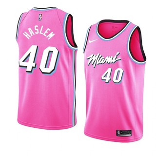 Nba Heat Pressed Nam Hồng Miami Heat #40 Áo đấu Swingman Udonis Haslem