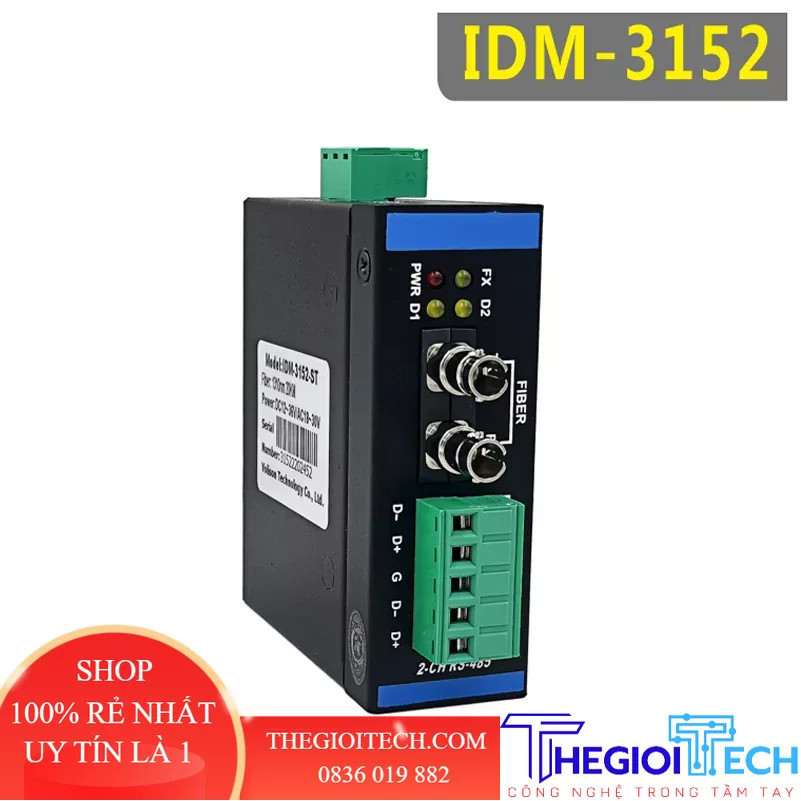 Bộ thu phát quang 2 chiều 485 công nghiệp Bộ chuyển đổi cáp quang RS485 sang cáp quang 12V24V Hướng dẫn IDM-3152 - IDM-3152-FC