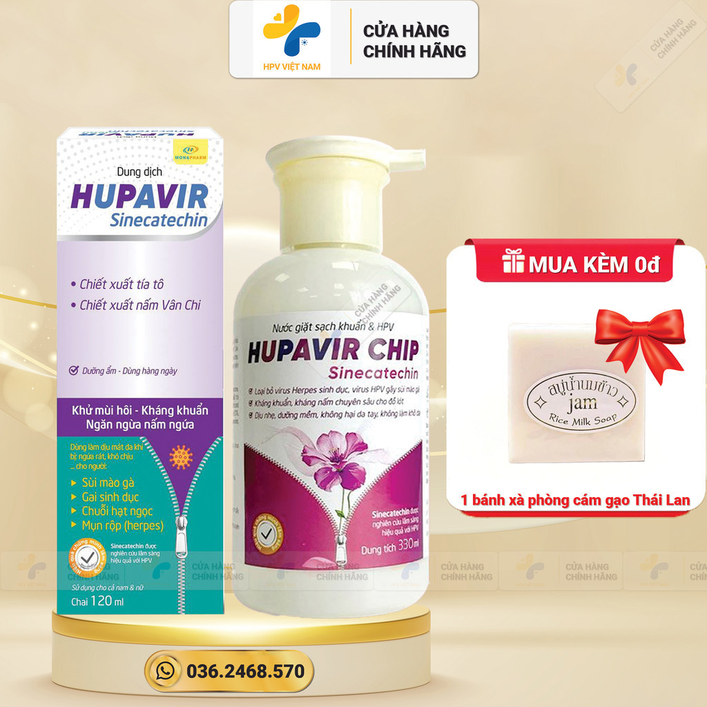 Combo Dung dịch vệ sinh và Nước giặt đồ lót HUPAVIR vệ sinh vùng kín tốt cho cả nam và nữ