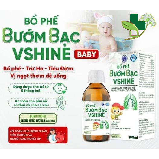 Siro Bổ Phế Bướm Bạc Vshine - Hỗ trợ bổ phế, giảm ho, loãng đờm, giảm đau rát họng - chai 100ml