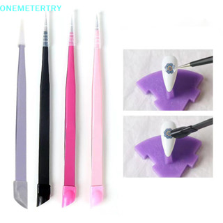 Onemetertry Đôi Đầu Silicon Móng Tay Nghệ Thuật Nhíp Có Đầu Bấm Miếng Dán Móng Tay Kim Cương Giả Nhặt Kẹp Nối Mi Dụng Cụ Trang Điểm VN