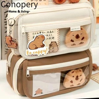 Conopery Túi Đựng Bút, Vải Capybara Bút Chì, Văn Phòng Phẩm Di Động Dây Kéo Bút Túi Bảo Quản Sinh Viên