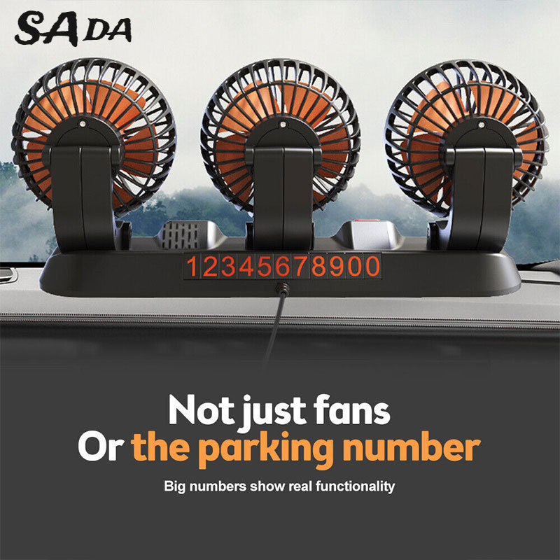 SADA Quạt ô tô 24V xe tải lớn 12V xe minivan làm mát mạnh mẽ quạt điện xe hơi USB hai đầu