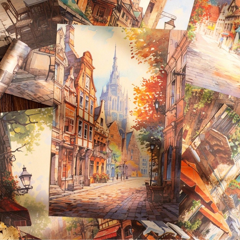 Mr. Paper 30 vé/túi Tài liệu giấy Căn nhà gỗ trong rừng Thị trấn hoa anh đào Phong cảnh kiến trúc Tài liệu dán nền sáng tạo tài khoản bàn tay DIY thiệp Giấy bọc vật liệu trang trí Giấy thông báo