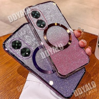 Ốp điện thoại Trong Suốt Mới Có Hút Từ Tính Cho OPPO A60 4G 2024 A98 5G A78 5G A58 4G A78 4G A38 A18 4G A17 A17K Vỏ Gradient Bling Mạ Lấp Lánh Ốp điện thoại Silicon Mềm