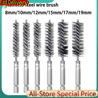 Bộ bàn chải dây 6 chiếc Bàn chải làm sạch bằng thép không gỉ có tay cầm Bàn chải khoan chuôi lục giác 1 / 4 Inch cho trình điều khiển tác động máy khoan điện