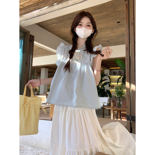Xiang Nian Ni Mới Top Áo Sơ Mi Thời Trang Nữ Retro Nút Thắt Nút Thêu Rời Giảm Béo Top