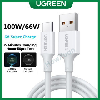 Cáp usb c ugreen 100w 6a cho huawei honor 66w dây sạc nhanh siêu sạc cho dây dữ liệu xiaomi type c