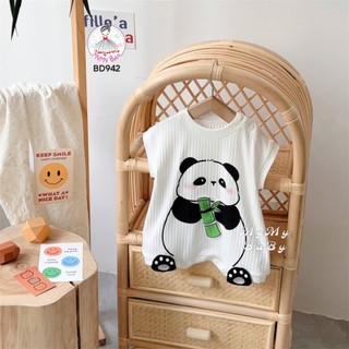Body ba lỗ gấu trúc ú nụ ăn tre,Quần áo trẻ em, Quần áo bé trai, áo liền quần sơ sinh bé trai