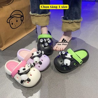 Dép sục nữ cross gắn sticker gia đình Gấu, Dép sục cross Hạnh Phúc chọn tăng 1 size