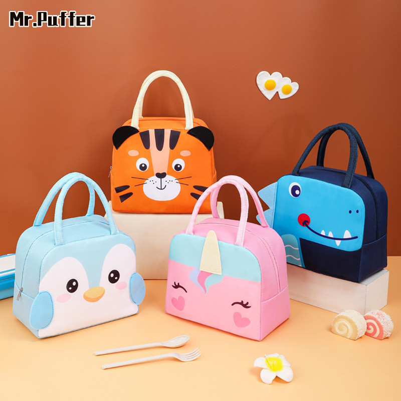 Mr.puffer Mới 3D Stereo Bento Hoạt Hình Di Động Bento Túi Cách Nhiệt Hộp Cơm Trưa Túi Sinh Viên Ăn Trưa Túi Cách Nhiệt