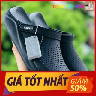 Dép Cross Literide 🎁 FREESHIP + TẶNG VỚ 🎁 giày sục sandal Cross quai ngang bít đầu nam nữ, kèm tag full đen