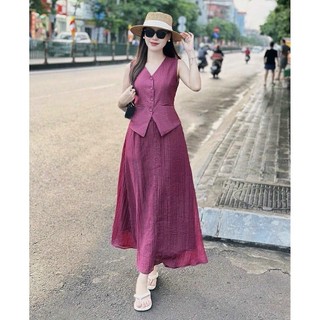 Sét váy đi biển chất đũi mềm mát siêu hot