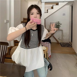 Yuewen Khâu Sọc Tay Áo Sơ Mi Nữ Mùa Xuân Rời Áo Sơ Mi Cho Bé