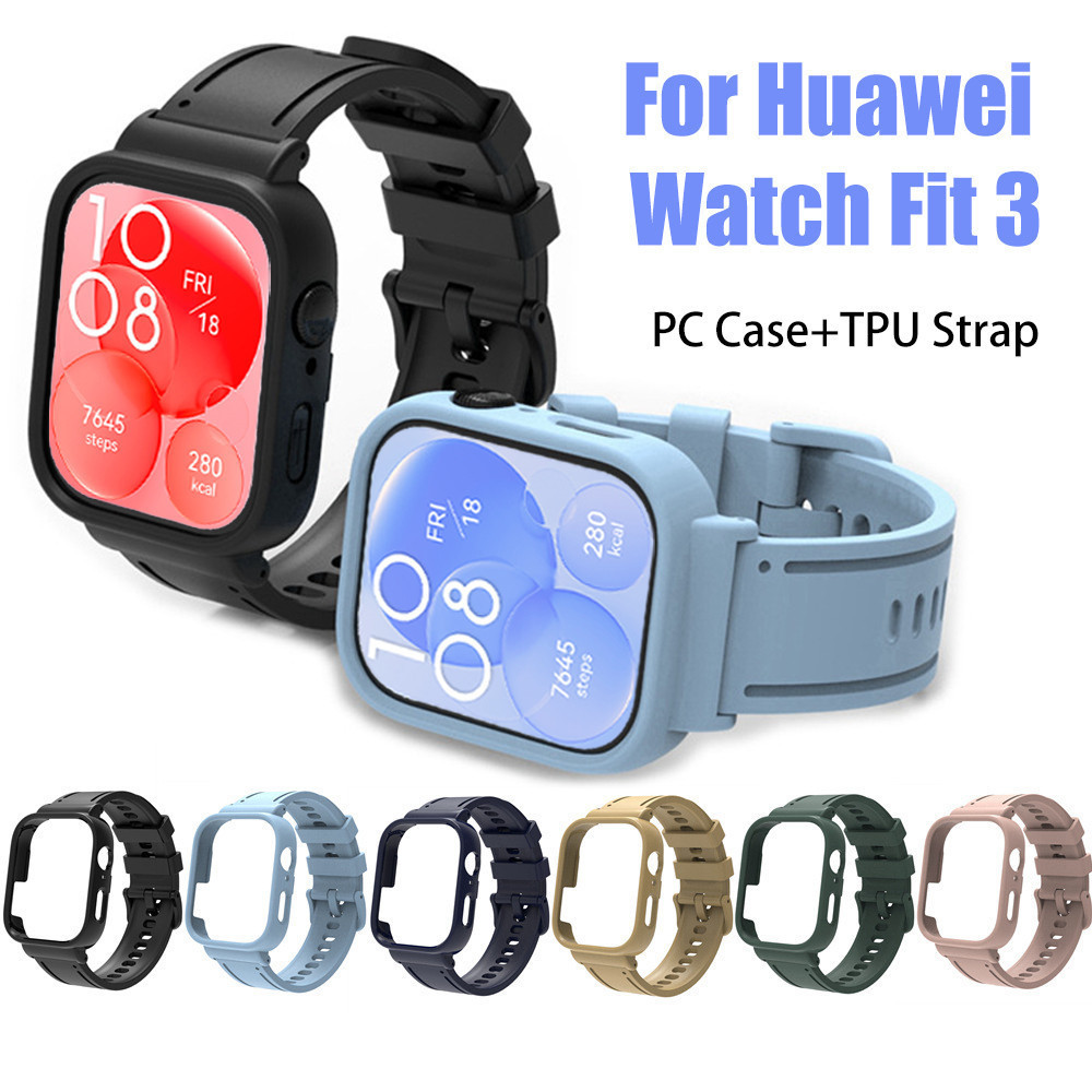 Ốp lưng silicon Huawei Watch Fit 3 + Dây đeo đồng hồ thông minh thay thế dây đeo cổ tay cho Huawei W