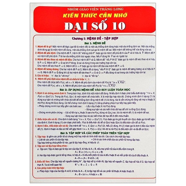 Sách - Kiến Thức Cần Nhớ Đại Số 10