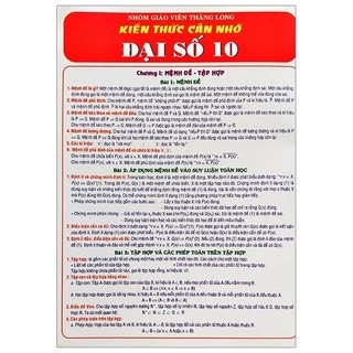 Sách - kiến thức cần nhớ đại số 10