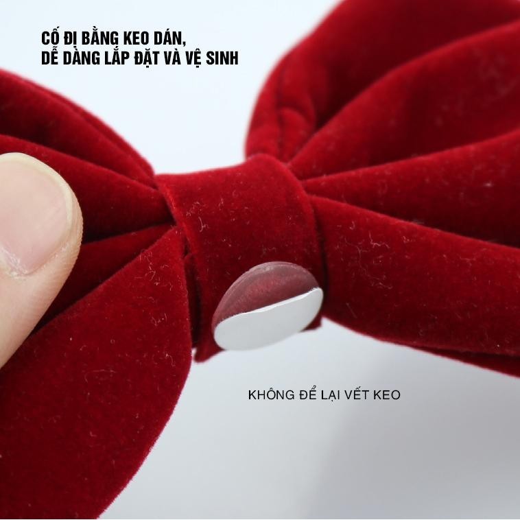 Trang Trí Ô tô Chiếc Nơ Dễ Thương Lắp Màn Hình Điều Khiển Bằng Nhung Kèm Keo Dán 4