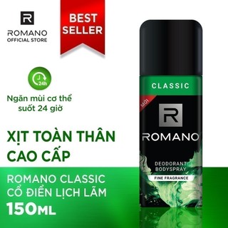Xịt khử mùi toàn thân Romano Classic 150ml