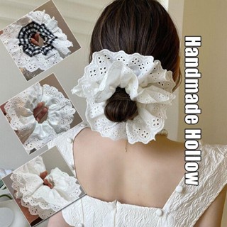 Dây buộc tóc scrunchies bản to lớn màu pastel trắng đen trơn cao cấp iLita set cột tóc dễ thương sang trọng