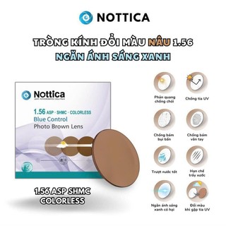 [1 cặp] Tròng Kính Đổi Màu Nâu Trà Lọc Ánh Sáng Xanh Nottica 1.56