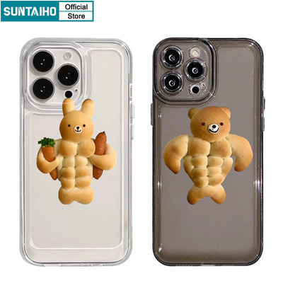 Suntaiho Ngộ nghĩnh Vỏ Độc Đáo Hoạt Hình Gấu Thỏ Họa Tiết Dành Cho Iphone 11 12 13 14 15 16 Pro Max IP 7 8 Plus Iphon X Xs XR Xs Max TPU Mềm Cao Cấp Chống Sốc Ốp điện thoại