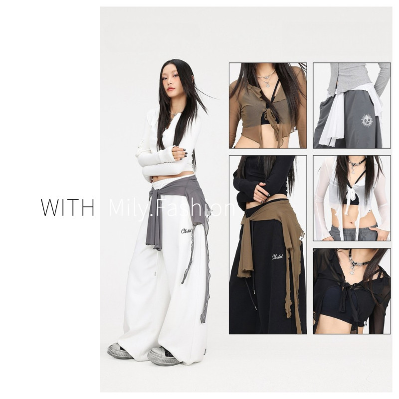 Milyfashion Jazz Dance Street Dance Street Wear Viền Gạc Hiệu Suất Nhảy Múa Eo Phù Hợp Với kpop Lati