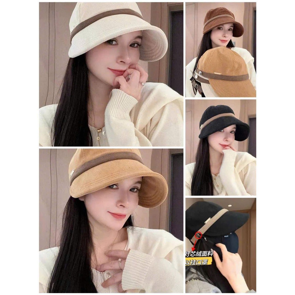 M109 Mũ chống nắng vải nhung, có nút cài khẩu trang, mũ ngư dân vành rộng cho thể thao ngoài trời.